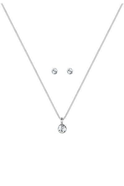 ELLI Schmuckset Kette Stecker Kristal 925er Gümüş