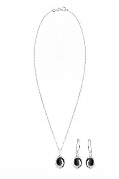 ELLI Schmuckset Onyx 925 Ayar Gümüş