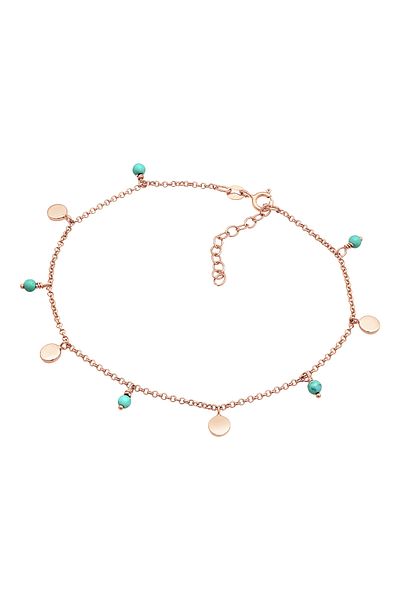 ELLI Fußschmuck Plättchen Howlith Türkis Perle Boho 925 Silber