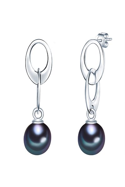 Valero Pearls Perlenohrstecker Ohrstecker Sterling Silber Süßwasser-Zuchtperle pfauenblau