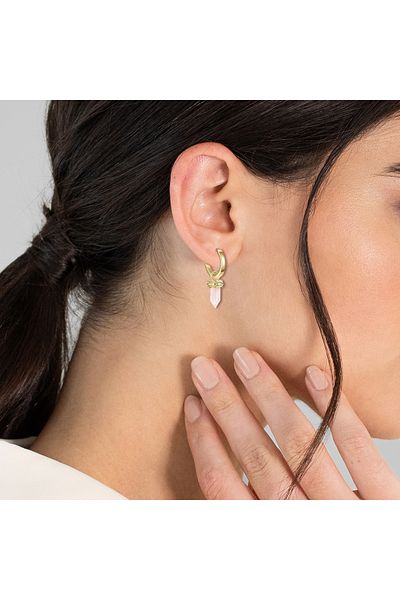 Glanzstücke München Silberohrcreolen Creolen Sterling Silber gelbgold Opal (synth.) weiß Rosenquarz