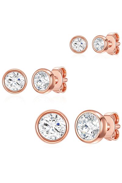 Rafaela Donata Ohrstecker mit Kristallen von Swarovski® 3er Set Ohrstecker Sterling Silber verziert mit Kristallen