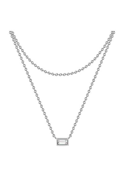 Glanzstücke München Silberhalskette Kette mit Anhänger Sterling Silber Zirkonia weiß