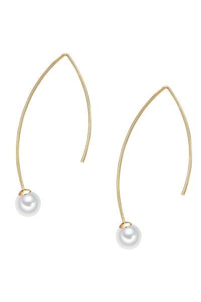 Lulu & Jane Perlenohrhänger Ohrhänger gelbgold Muschelkernperle weiß