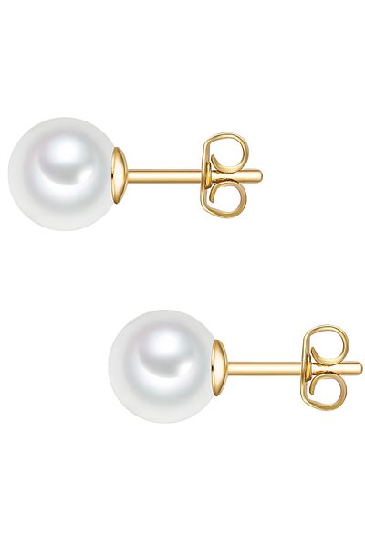 Trilani Perlenohrstecker Ohrstecker Sterling Silber gelbgold Muschelkernperle
