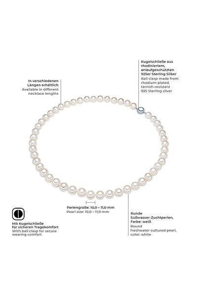 Valero Pearls Silberhalskette Kette Sterling Silber Süßwasser-Zuchtperle weiß