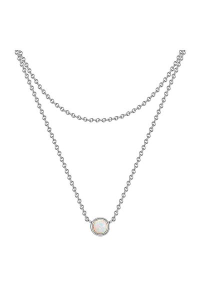 Glanzstücke München Silberhalskette Kette mit Anhänger Sterling Silber Opal (synth.)