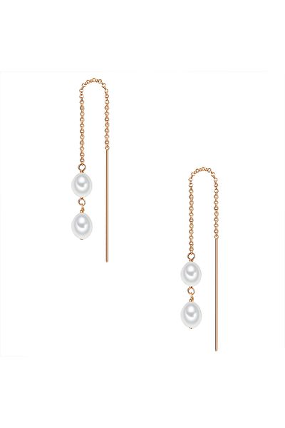 Valero Pearls Perlenohrhänger Ohrhänger Sterling Silber roségold Süßwasser-Zuchtperlen weiß