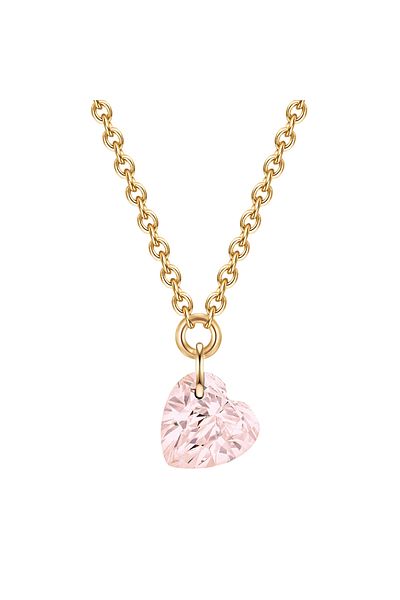 Glanzstücke München Silberhalskette Kette mit Anhänger Sterling Silber gelbvergoldet Rosenquarz
