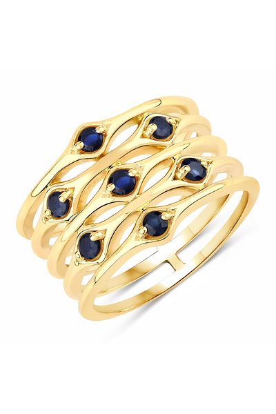 Rafaela Donata Edelsteinring Ring Sterling Silber gelbvergoldet Saphir blau