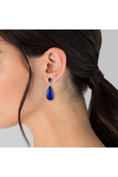Rafaela Donata Edelsteinohrhänger Ohrhänger Sterling Silber gelbvergoldet Lapislazuli