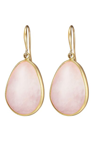 Lulu & Jane Modeschmuckohrhänger Ohrhänger gelbgold Naturstein rosa