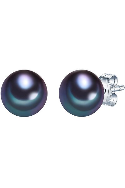 Valero Pearls Perlenohrstecker Ohrstecker Sterling Silber Süßwasser-Zuchtperle pfauenblau