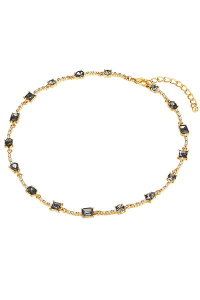 Lulu & Jane Modeschmuckhalskette Kette gelbgold Glas schwarz weiß