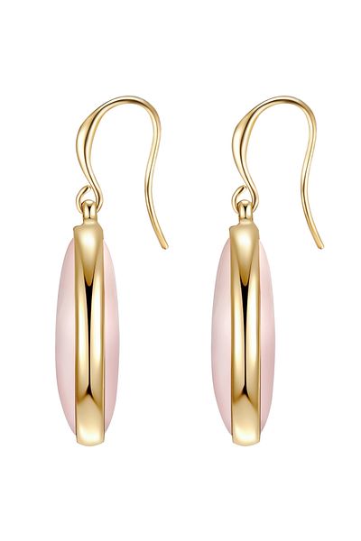 Lulu & Jane Modeschmuckohrhänger Ohrhänger gelbgold Naturstein rosa