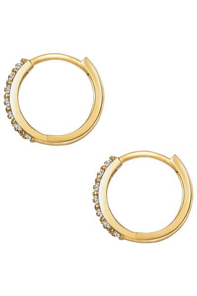 Lulu & Jane ModeschmuckOhrstecker Klappcreolen gelbgold Zirkonia weiß