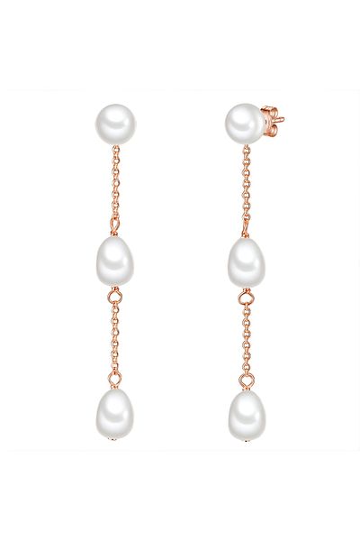 Valero Pearls Perlenohrhänger Ohrhänger Sterling Silber roségold Süßwasser-Zuchtperlen weiß