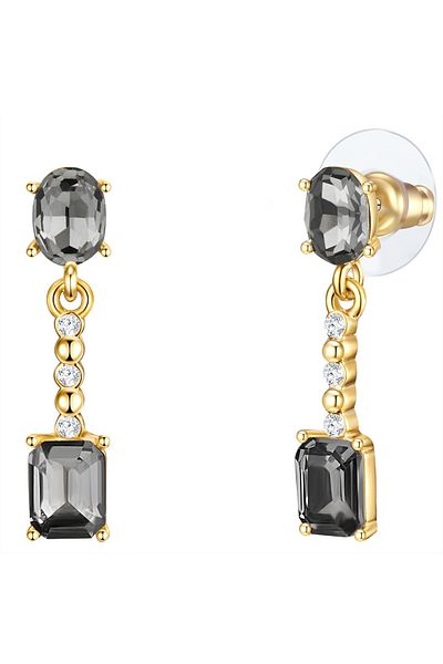 Lulu & Jane Modeschmuckohrhänger Ohrhänger gelbgold Glas schwarz weiß