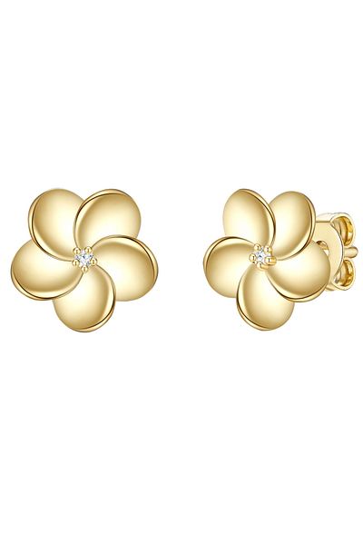 Lulu & Jane Diamantohrstecker Ohrstecker Sterling Silber gelbgold Diamant weiß