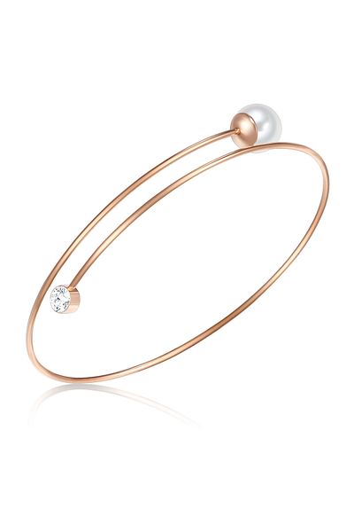 Lulu & Jane Perlenkol bandı Kol bandı roségold Muschelkernperle weiß Glaskristall weiß