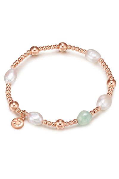 Lulu & Jane Perlenarmband Armband roségold Süßwasser-Zuchtperle weiß