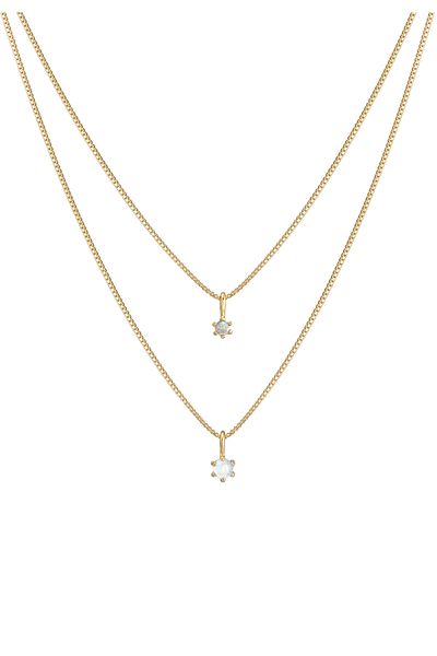 ELLI Halskette im Layering-Look elegant mit Mondstein in 925 Sterling Silber vergoldet