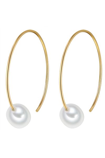 Valero Pearls Perlenohrhänger Ohrhänger Sterling Silber gelbgold Süßwasser-Zuchtperle weiß