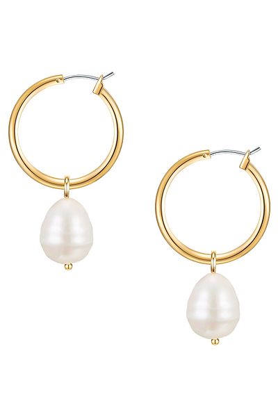 Lulu & Jane Modeschmuckohrcreolen Creolen gelbgold Acrylperle weiß