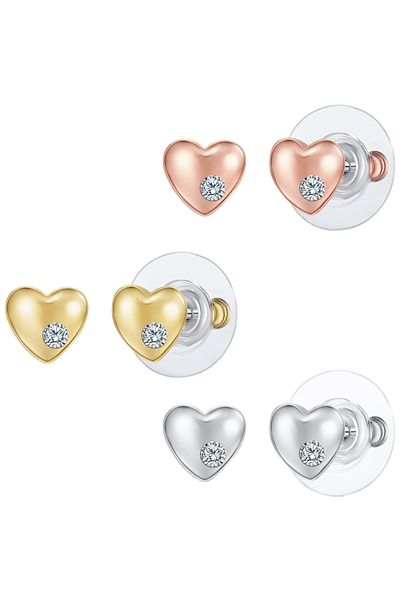 Lulu & Jane Modeschmuckohrstecker 3er Set Ohrstecker üç Renkli Glaskristall weiß