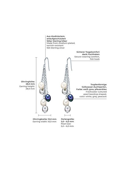 Valero Pearls Perlenohrhänger Ohrhänger Sterling Silber Süßwasser-Zuchtperle çok renkli
