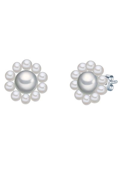 Valero Pearls Perlenohrstecker Ohrstecker Sterling Silber Süßwasser-Zuchtperlen weiß silber