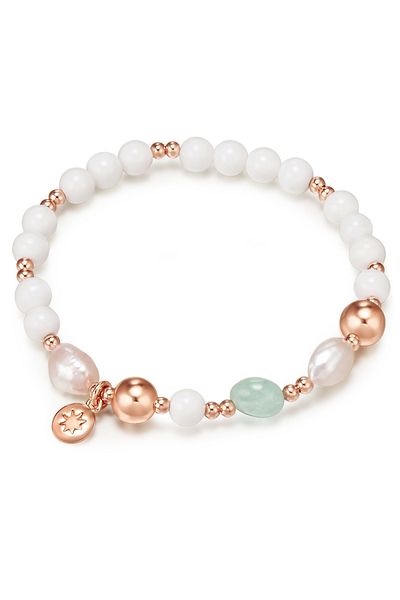 Lulu & Jane Perlenarmband Armband roségold Süßwasser-Zuchtperle weiß