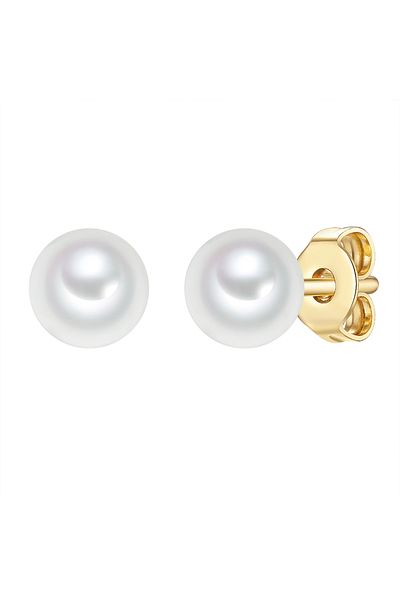 Trilani Perlenohrstecker Ohrstecker Sterling Silber gelbgold Muschelkernperle