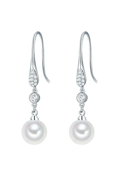 Lulu & Jane Perlenohrhänger Ohrhänger Muschelkernperle weiß Glaskristall weiß