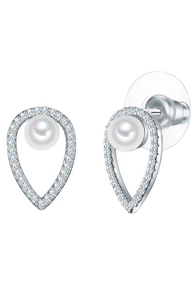 Lulu & Jane Perlenohrstecker Ohrstecker Muschelkernperle weiß Zirkonia weiß