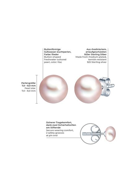 Valero Pearls Perlenohrstecker Ohrstecker Sterling Silber Süßwasser-Zuchtperle pilotu
