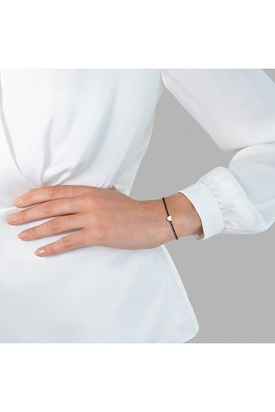Glanzstücke München Silberarmband Armband Sterling Silber Spinell schwarz Textil (schwarz)