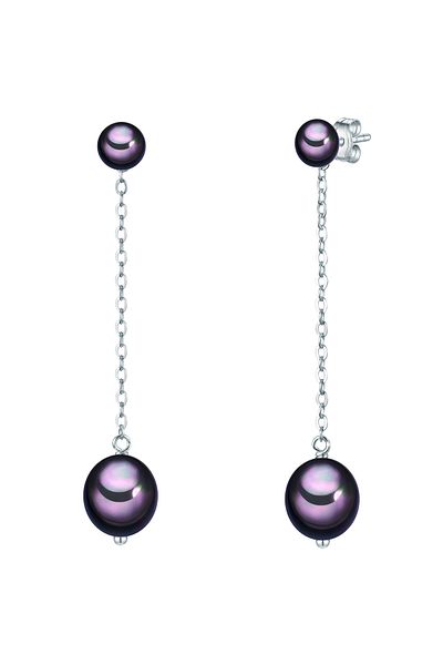 Valero Pearls Perlenohrstecker Ohrhänger Sterling Silber Süßwasser-Zuchtperle dunkelblau
