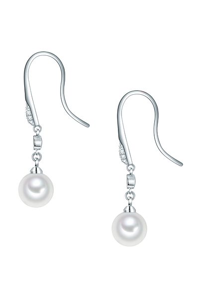 Lulu & Jane Perlenohrhänger Ohrhänger Muschelkernperle weiß Glaskristall weiß