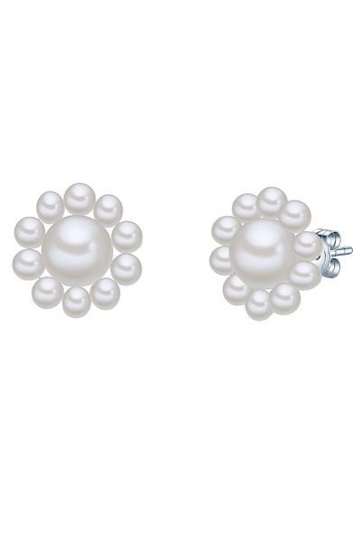 Valero Pearls Perlenohrstecker Ohrstecker Sterling Silber Süßwasser-Zuchtperlen weiß