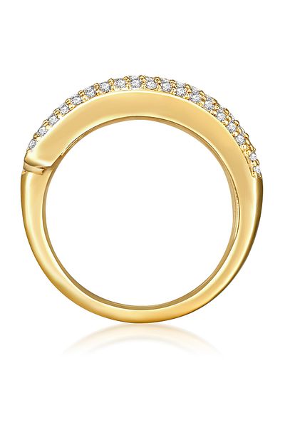 Lulu & Jane Modeschmuckring Ring gelbgold Zirkonia weiß
