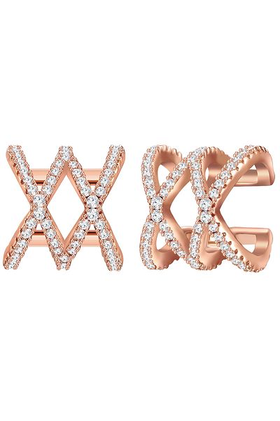 Lulu & Jane Modeschmuckohrklemmen Ohrklemme roségold Zirkonia weiß