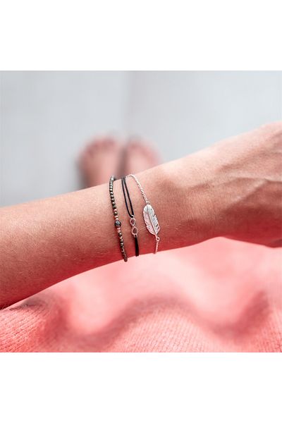 Glanzstücke München Textilarmband Armband Sterling Silber Textil (schwarz)