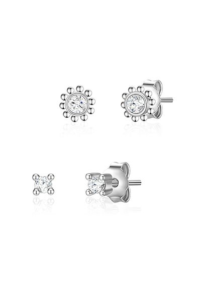 Glanzstücke München Silberohrstecker 2'li Set Ohrstecker Sterling Silber Zirkonia weiß