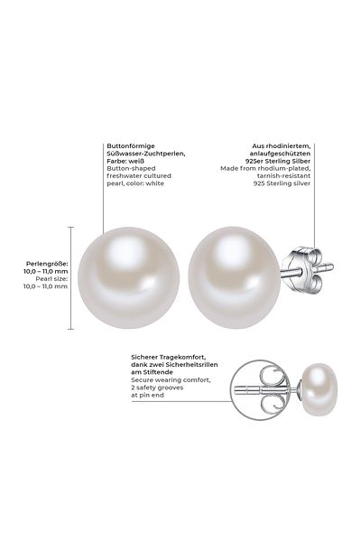 Valero Pearls Perlenohrstecker Ohrstecker Sterling Silber Süßwasser-Zuchtperle weiß