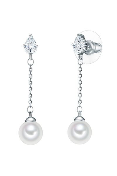Lulu & Jane Perlenohrhänger Ohrhänger Muschelkernperle weiß Zirkonia weiß