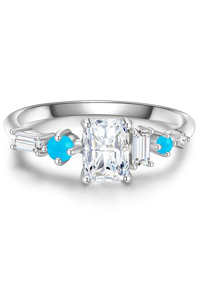 Glanzstücke München Silberring Ring Sterling Silber Türkis (rek.) Zirkonia weiß