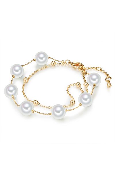 Lulu & Jane Modeschmuck Kolband Kolband gelbgold Muschelkernperle weiß