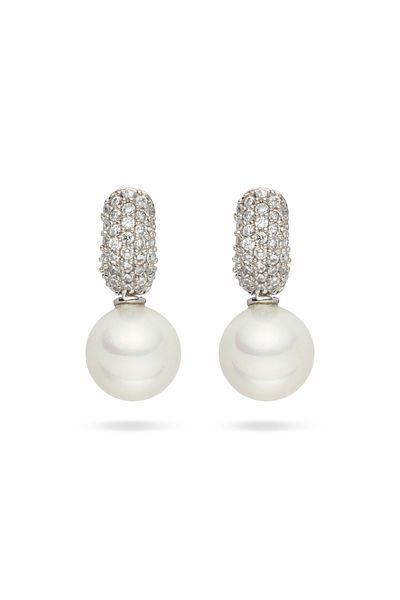 Lulu & Jane Perlenohrcreolen Creolen Muschelkernperle weiß Zirkonia weiß