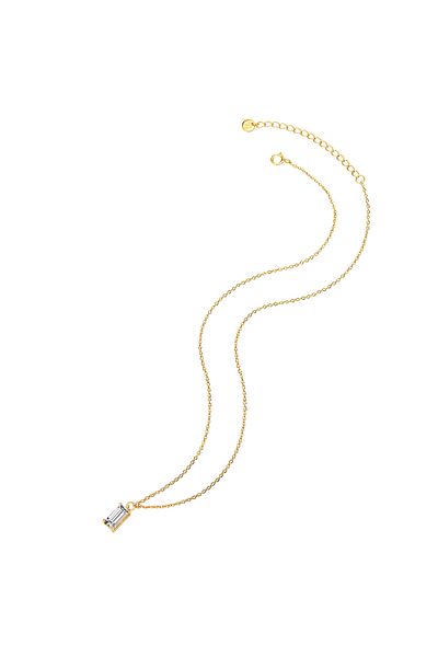 Glanzstücke München Silberhalskette Kette ve Anhänger Sterling Silber gelbgold Zirkonia weiß